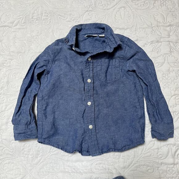 Janie And Jack Chambray Linen Shirt Size 2T - Picture 2 of 5